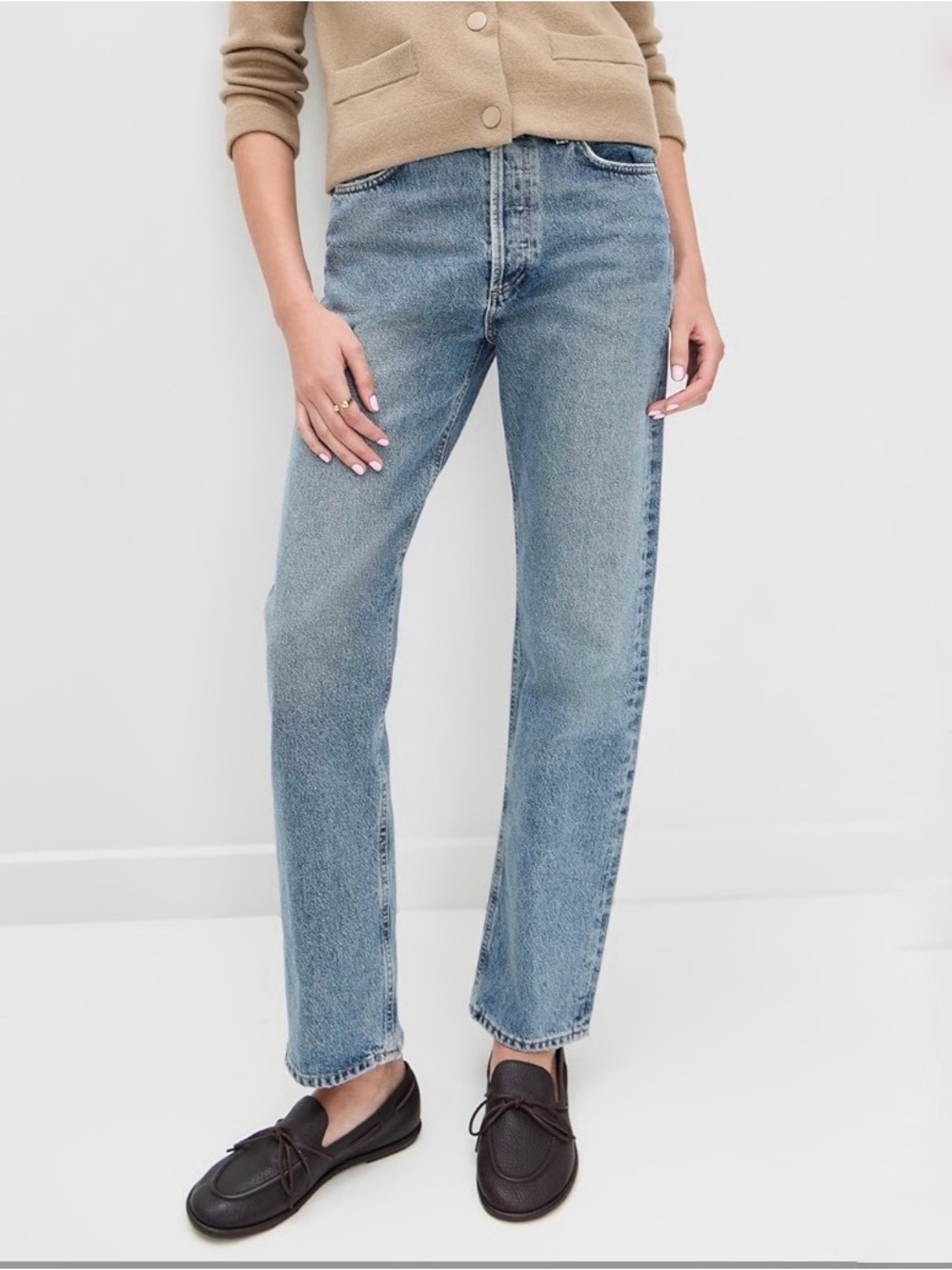 Agolde High-Rise Straight-Leg Jeans in Light Blue Wash